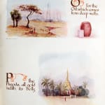 The Burma Alphabet (In English & Burmese) by Charlotte I. Wheeler Cuffe. Interior page O and P.