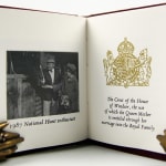 Majesty: Britain's "Queen Mum" by Francis J. Weber. Interior page, photo and crest.