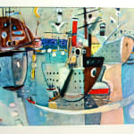 Israeli Painters' Playroom Pictures. Interior page illustration of boats in a harbor.