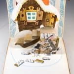 A Raposa, a Lebre e o Galo by Viktor Andriyevich. Pop up page, house in the snow.