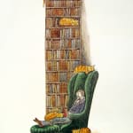 "A Bibliophile in His Library" by Edward Gorey. Numbered print, signed by the artist