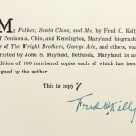 My Father, Santa Claus, and Me by Fred C. Kelly. Colophon with inscription.