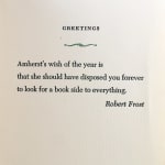 Amherst College New Year's Greeting, 1953 with quotes by Robert Frost. Interior page.