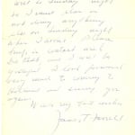 Autograph letter, signed by James T. Farrell. Back page.