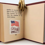 Borglum in Texas by Valentine J. Poska. Interior page with postage stamp.