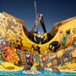 Noah's Ark by Vojtech Kubasta. Pop up page of animals and ark.