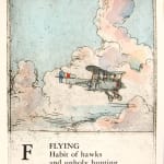 The Airmen's Alphabet text by W.H. Auden, illustrated by Robert Andrew Parker. F page with illustration of plane in flight.