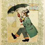Bubenstreiche. Ein Verwandslungbilderbuch by Lothar Meggendorfer. Interior page man with umbrella.