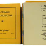 The Miniature Book Collector by Ruth E. Adomeit. Cover of Vol 1 no 1 and index cover.