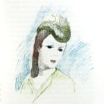The Garden Party and Other Stories by Katherine Mansfield, illustrated by Marie Laurencin and designed by Hans Marderstieg. Interior page with color lithograph.
