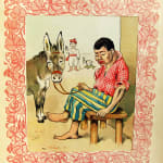 Bubenstreiche. Ein Verwandslungbilderbuch by Lothar Meggendorfer. Interior page sleeping man with donkey.