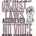 Declaration of Sentiments illustrated by Susan Lowdermilk. Interior page graphic text illustration.