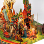 An American Indian Camp by Vojtech Kubasta. Interior pop-up of teepee camp.