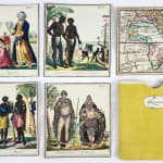 Jeu de voyages dans les cinq parties du monde. Cards and envelope