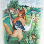 Histoires Pour Rire by Lothar Meggendorfer. Moving page, fox holding birds.
