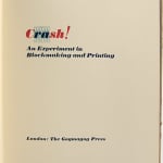 Crash! An Experiment in Blockmaking and Printing. Title page