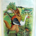 Artistic Pussy and her Studio: Moving Pictures with Other Tales by Lothar Meggendorfer. Interior page of fox carrying birds.