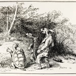 Nights with Uncle Remus: Myths and Legends of the Old Plantation by Joel Chandler Harris. Interior page illustration of the tortoise and the hare.