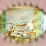 Ansicht eines Seehafens peepshow.