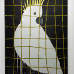 Gabrielle Graessle, golden cage, 2024, acrylic and glitter on canvas