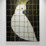 Gabrielle Graessle, golden cage, 2024, acrylic and glitter on canvas