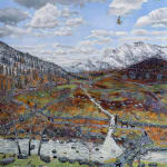 Oil on canvas, painting by British painter Emma Haworth of remote landscape, female artist.