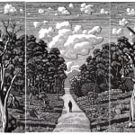 Triptych linocut by Australian artist David Frazer using hand-printing techniques