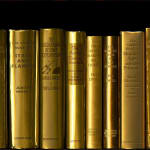 Phil Shaw gold digitally configured bookshelf print detail
