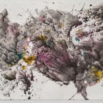 Michele Colburn, Pyroclastic Surge, 2020, Gunpowder and watercolors on Arches paper with deckled edges, 55.9 x 76.2 cm, 22 x 30 in. Photo: Lee Stalsworth