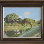 A river with lush green trees and grass by JEH MacDonald