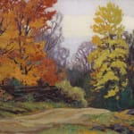 This painting showcases a scene near Minden in the Haliburton region of Ontario. The composition is filled with rich, warm autumnal colors.