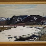 Framed Lorne Bouchard Spring Along a Pulpwood River Painting