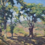 Painting of stand alone trees in a hot summer day