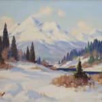 A snowy area with pine trees. Ghost Valley, Alberta painting by Roland Gissing