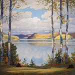 Painting of a lake view in Autumn