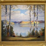 Framed Fredrick Henry Brigden Birches by the Lake Painting