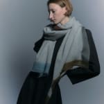 Mirror in the Sky, Sheer White and Black Hand Felted Cashmere Scarf