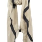 Mirror in the Sky, Sheer White and Black Hand Felted Cashmere Scarf