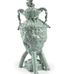 Jessica Harrison RSA, Jasperware vase and cover with Pegasus finial and with reliefs of Apollo and the Muses, made at...