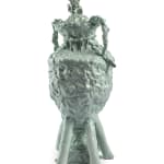 Jessica Harrison RSA, Jasperware vase and cover with Pegasus finial and with reliefs of Apollo and the Muses, made at...