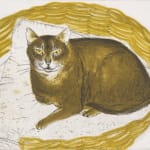 Elizabeth Blackadder RSA, Abyssinian Cat in a Basket, 1995