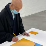 Alex Katz, Yellow Flags on White, 2023