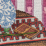 Howard Fonda, Untitled (chrysanthemum, ming vase, Leaves of Grass, Diné blanket, colonial table, Peche wallpaper, Manet, and Bouts), 2024