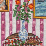 Howard Fonda, Untitled (chrysanthemum, ming vase, Leaves of Grass, Diné blanket, colonial table, Peche wallpaper, Manet, and Bouts), 2024