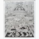 A large highly detailed graphite drawing by Erica Westenberger. The drawing shows two twisting intertwined feminine figures.