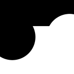 Frames from a video simulation by Ian Gouldstone that features a multiple circles that move slowly around the screen, changing between black and white along with the moving background, at times overlapping to briefly reconcile into familiar shapes such as planets in eclipse.