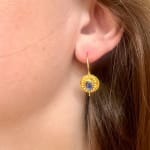 Pink & Blue Sapphire Stones Earrings by Fringe Gallery studio jeweler Marki Knopp