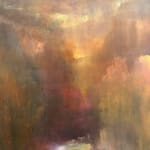 Mountain Pass" an landscape oil painting in a frame by slate gray gallery artist Sylvia Benitez
