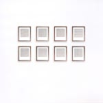 Series of framed tan thread on paper works by Fringe Gallery artist Rebecca Messier