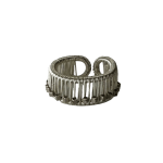 Silver ring with silver cube beads